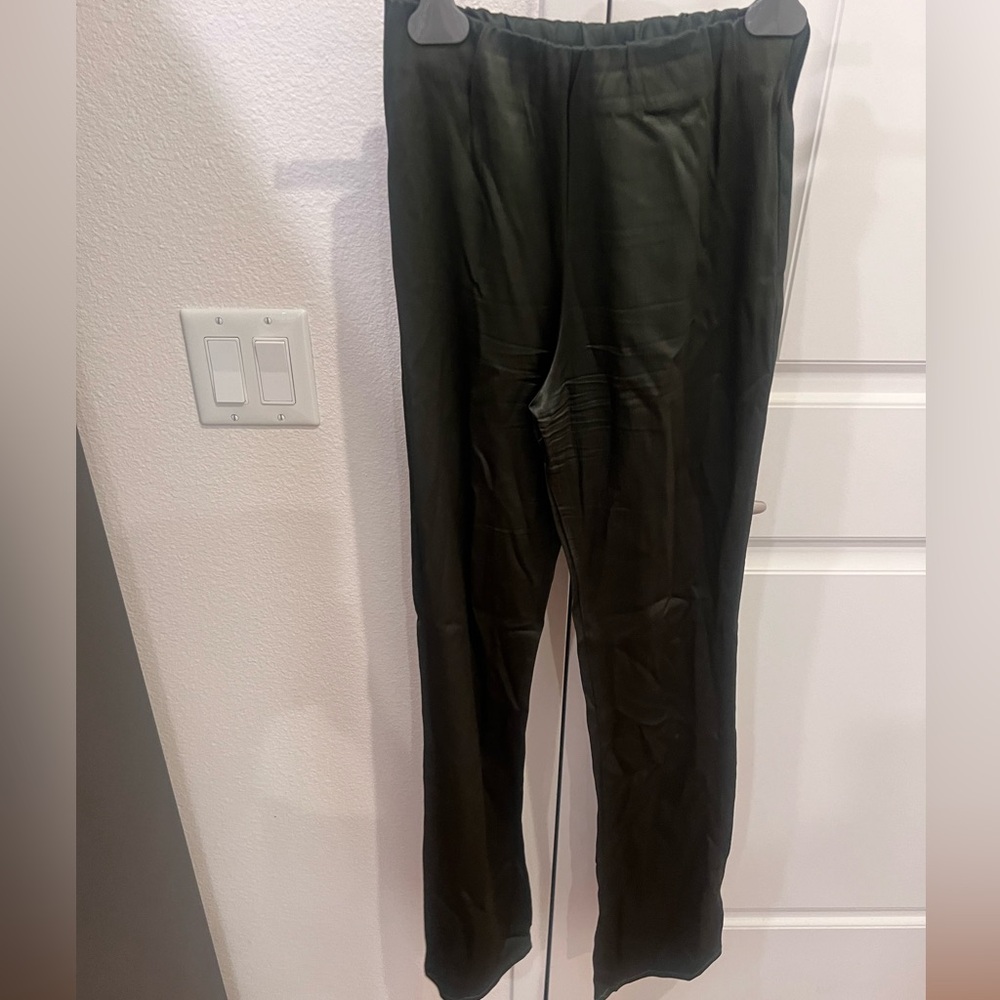 Green straight leg trousers